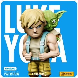 huper3d - luke & yoda star wars skywalker jedi toys chibi 3d print model - Mito3D