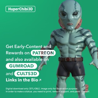 abe sapien histórias quadrinhos rapaz inferno chibi huper3d 3d print model - Mito3D