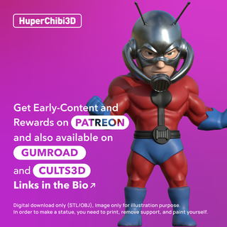 allí hombre Hormiga clásico maravilla vengador súper héroe chibi huper3d 3d print model - Mito3D