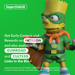 bart Bolinho criança Simpsons super herói desenho animado paródia chibi huper3d 3d print model - Mito3D