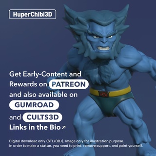 allí bestia maravilla X Men mutante súper héroe chibi huper3d 3d print model - Mito3D