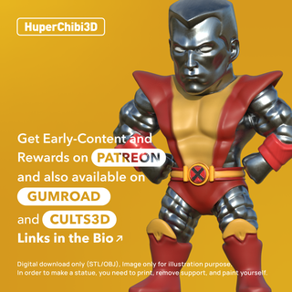 huperchibi - colossus marvel xmen mutant super hero chibi huper3d 3d print model - Mito3D