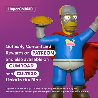huperchibi - homer pieman simpsons super hero cartoon parody chibi huper3d 3d print model - Mito3D