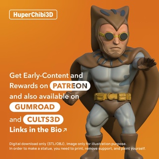 tarafta gece baykuş dc çizgi roman bekçiler Süper kahraman Chibi huper3d 3d print model - Mito3D