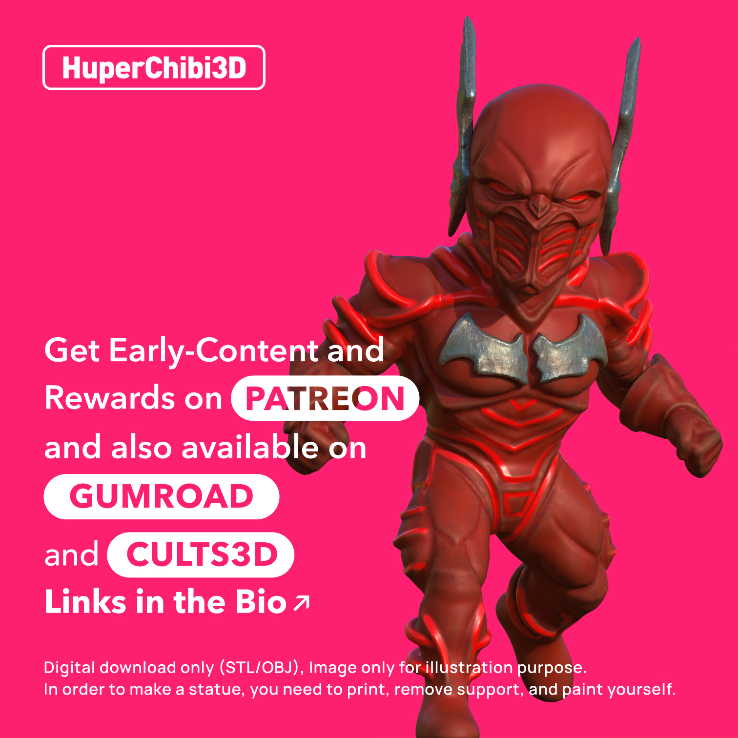 huperchibi - red death dc comics flash batman chibi toys huper3d 3D print model - Mito3D