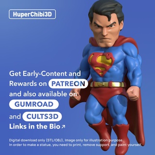 Super homen clássico dc justiça liga super herói brinquedos huper3d 3d print model - Mito3D