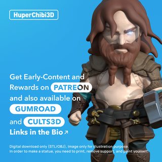 tarafta Thor Tanrı savaş Ragnarok oyun Chibi huper3d 3d print model - Mito3D