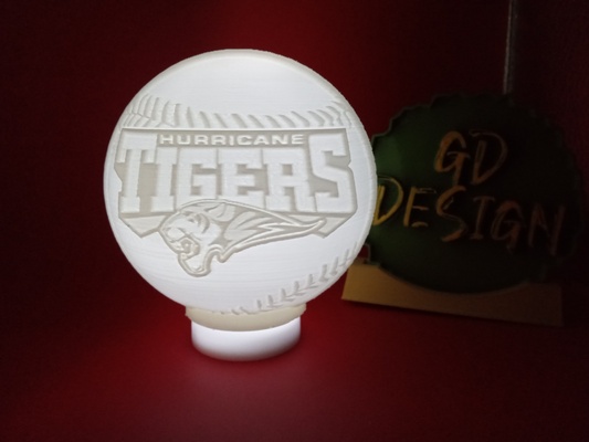 hurricane tigers baseball light tealight reading party nightlight office kids room art decor man cave she sports game 3d print model - Mito3D