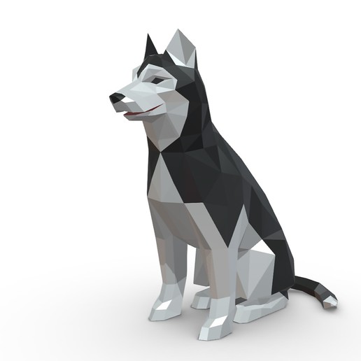 husky figura gioco art regalo di stampa gioielli lowpoly ciondoli 3dprint animale arredamento figurina interni il design miniature la scultura statua giocattolo mammifero cane 3D print model - Mito3D