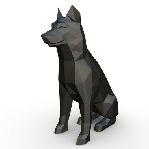 fornido figura perro Arte regalo impresión lowpoly 3dprint animal decoración figurilla interior diseño miniaturas escultura estatua juguete 3D print model - Mito3D