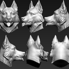 husky cabeça a arte cão dragão jogo fantasia brinquedo animais 3d print model - Mito3D