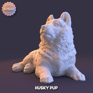 husky pup dog animal cute pet statue toy puppy alaska siberian scandanavian northpole doggy 3d print model - Mito3D