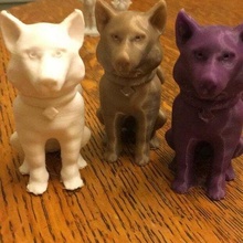 rouco sentado atenção cão cachorro escultura animais 3d print model - Mito3D