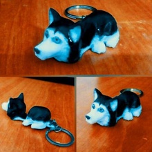 husky smartphone stand keychain key animal dog holder 3d print model - Mito3D