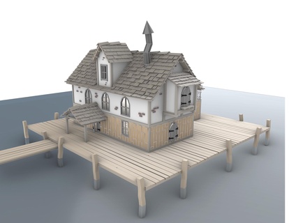 choza casa arquitectura dibujos animados 3d print model - Mito3D