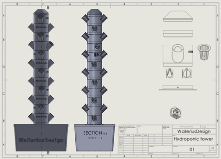 hydroponic tower gardening hydroponics hydroponisk odling 3d print model - Mito3D