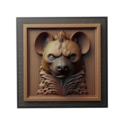 hyène animal soulagement art animaux yeggi mito3d buste google pendentifs médaillon relief wall mur 3d print model - Mito3D