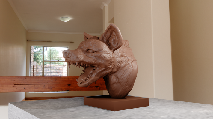 hiena fracasso estátua stl 3d impressão arte cão selva safári miniatura tampo mesa animais escultura parede decoração 3d print model - Mito3D