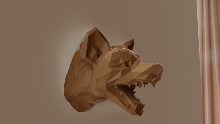 hiena cabeça poli parede monte stl 3d impressão arquivo arte lobo cão selva safári miniatura tampo mesa animais escultura decoração 3d print model - Mito3D