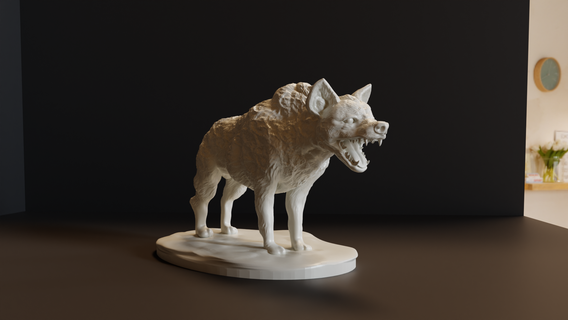 hiena rugido stl animal safari selva perro miniatura mesa diorama escultura estatua 3d print model - Mito3D