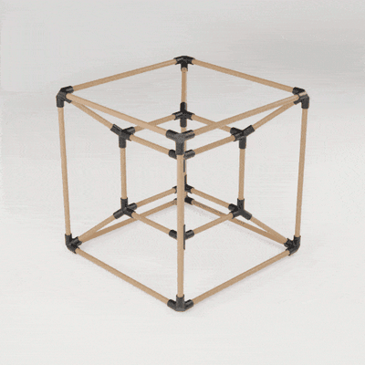 hiperküp tesseract kendin yap tessertact geometri şekil küp geometrik matematik sanat heykel dübel ahşap üst prototip 3d print model - Mito3D