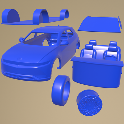 hyundai ioniq 5 2022 printable car in separate parts game body slot 1-10 scalextric tamiya rc miniz crawler kyosho axial traxxas micro 3d print model - Mito3D