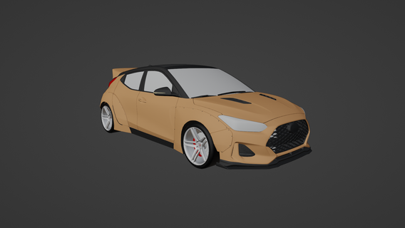 hyundai veloster turbo widebody 2019 2020 2021 2022 wide bodykit customized sport hatchback coupe japan japanese japaneese car n standard 3d print model - Mito3D