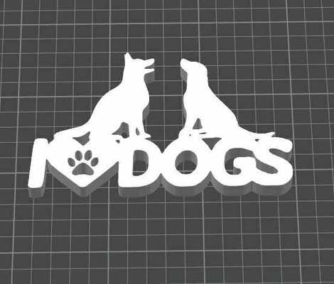 i amore cani cane cuore cucciolo 2dart parete arredamento casa decorazione facile arte muraria 3d print model - Mito3D