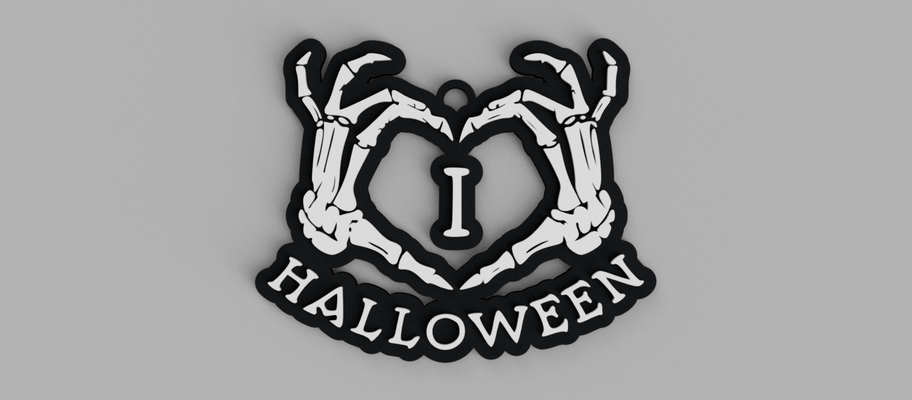 i love haloween keychain - pendant earring halloween 3d print model - Mito3D