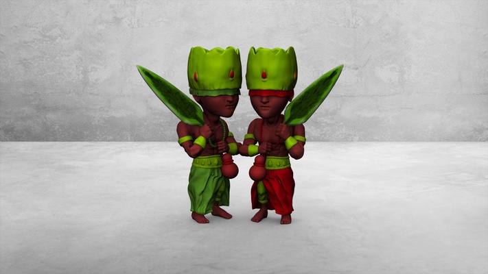 ibeji şirin orixa sanat kozme e tutar gemeos ad ade umbanda candomble candombl guia demirci karikatür chibi ca a martelo avcılık çocuk 3d print model - Mito3D