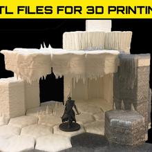 gelo caverna conjunto hex azulejos altamente detalhado 3d jogos borda 3d print model - Mito3D