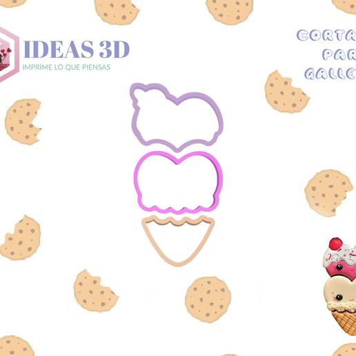 ice cream's cookie cutter set 2 cream 3D print model - Mito3D