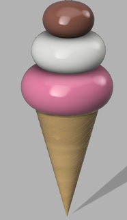 glace crème cône jouet faible poly interchangeable goût art 3d print model - Mito3D