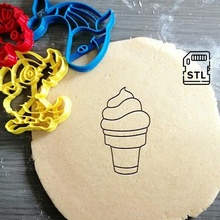 ice cream cone cookie cutter sweet candy baking dough shape kitchen bake cookies speculoos 3d print model - Mito3D