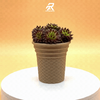 ghiaccio crema cono fiore pentola vaso 80s 3d print model - Mito3D