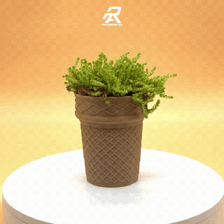 ice cream cone flower pot vase 90s 3d print model - Mito3D