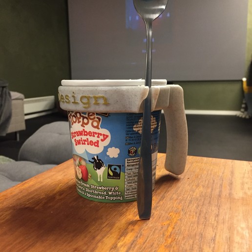 ice cream holder pint home ben & jerry's design handicap tool spoon 3D print model - Mito3D