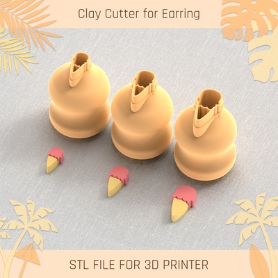 ice cream summer mini clay cutter tools earring 3d print model - Mito3D