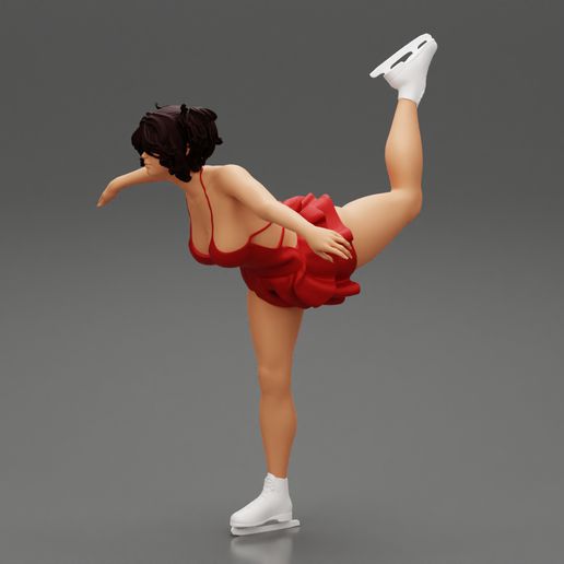 Eis Skating Mädchen Spiral Pose 3d drucken Modell 3D print model - Mito3D