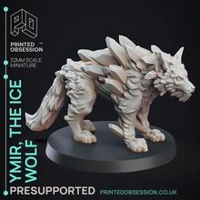 hielo lobo monstruoso criatura 32mm escala 3d print model - Mito3D