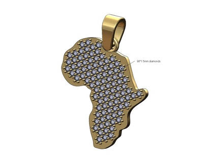 iced diamond africa pendant charm bail 3d print model bling necklace jewelry findings gold silver printable jewellery bracelet fashion luxury 3d print model - Mito3D