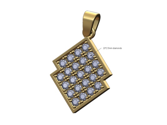 vereist diamant pastille teller anhänger kaution 3d drucken modell schmuck halskette armband charme bling gold silber druckbar etikett mode 3d print model - Mito3D