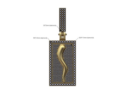 buzlu elmas Ayarlamak İtalyan Boynuz kolye 3d Yazdır model 3d print model - Mito3D