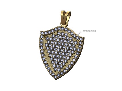 glacé diamant bouclier pendentif caution 3d impression modèle 3d print model - Mito3D