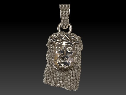 iced hip hop jesus pendant w bale cad hiphop bling jewelry customs diamonds 3d print model - Mito3D