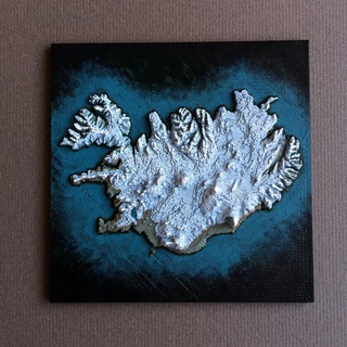 iceland heightmap map terrain topography sculptures 3d print model - Mito3D