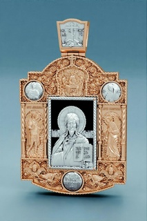 icona facce santi attraversare gioielleria 14k oro ortodosso Gesù pendente 3d print model - Mito3D