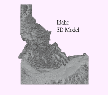 idaho topographic model - 3d printer cnc stl file us state geography 3d print model - Mito3D