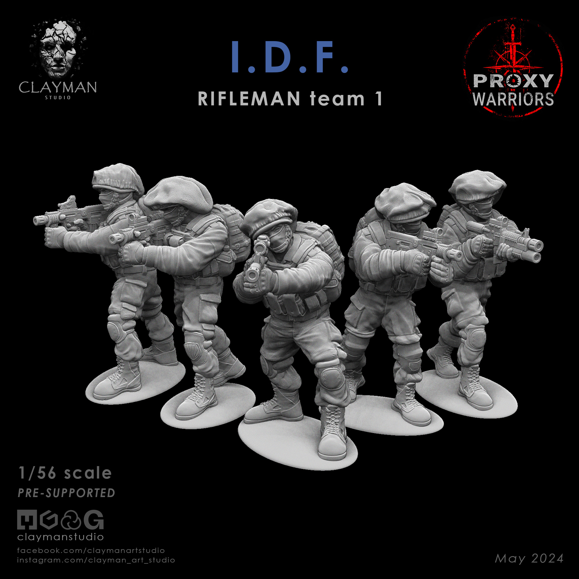 idf atirador equipe 1 56 escala jogos clayman rpg soldado procuração guerra moderno rifle m4a1 saborear israel gaza hamas 3D print model - Mito3D