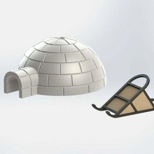 igloo dog sled architecture arctic inuit snow house buildings structures 3d print model - Mito3D